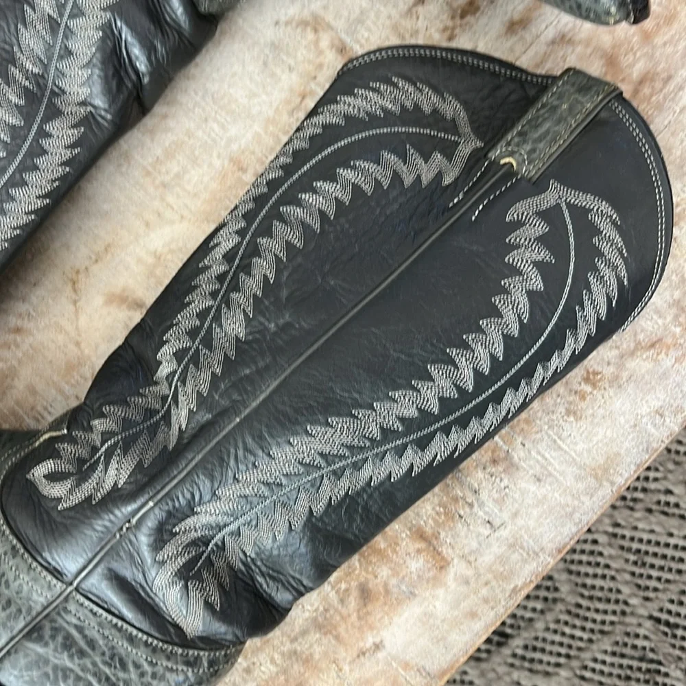 Justin Menās Western Cowboy Boots {Grey Bullhide} 9.5D - Picture 10 of 12